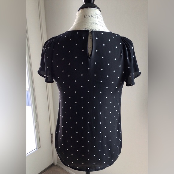 CeCe Black & White Polka dot Blouse size XS x-small - Picture 5 of 7
